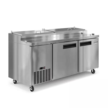 71 In. 17 Cu. Ft. Commercial Pizza Prep Refrigerator in Stainless Steel