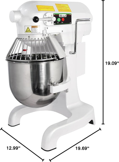 10 L White Commercial-Grade Planetary Mixer