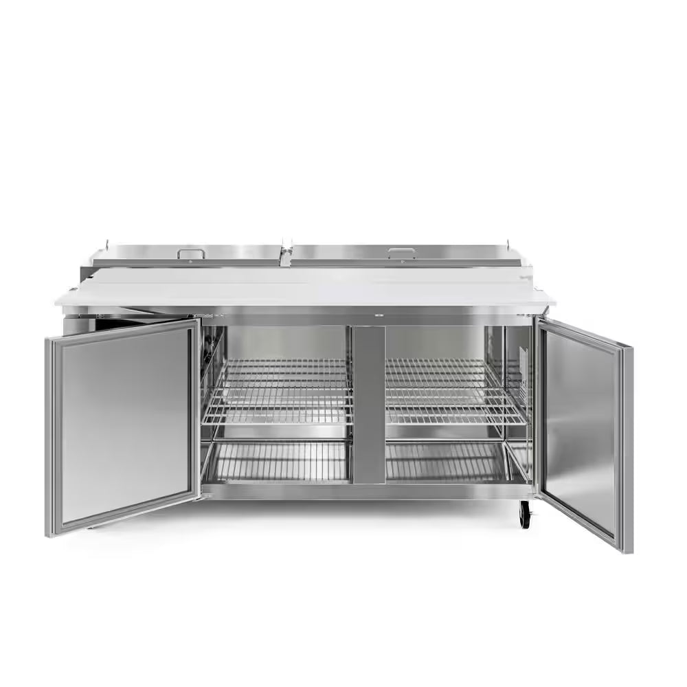 71 In. 17 Cu. Ft. Commercial Pizza Prep Refrigerator in Stainless Steel