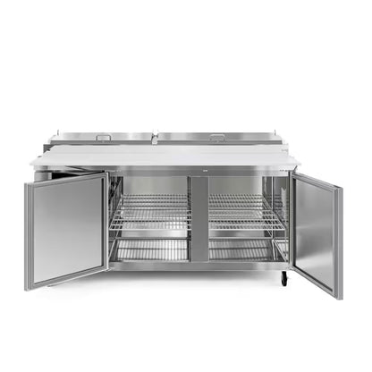 71 In. 17 Cu. Ft. Commercial Pizza Prep Refrigerator in Stainless Steel