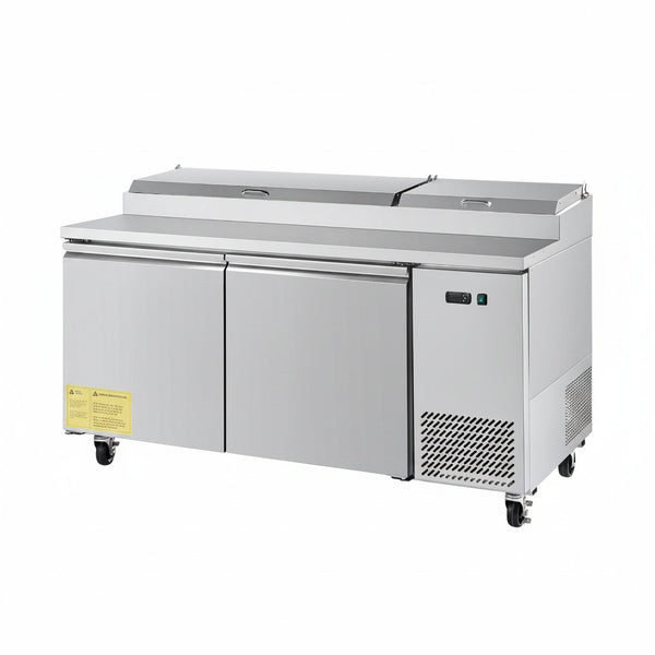67" Commercial Refrigerated Pizza Prep Table Station Fridge Double Door W/9 Pans
