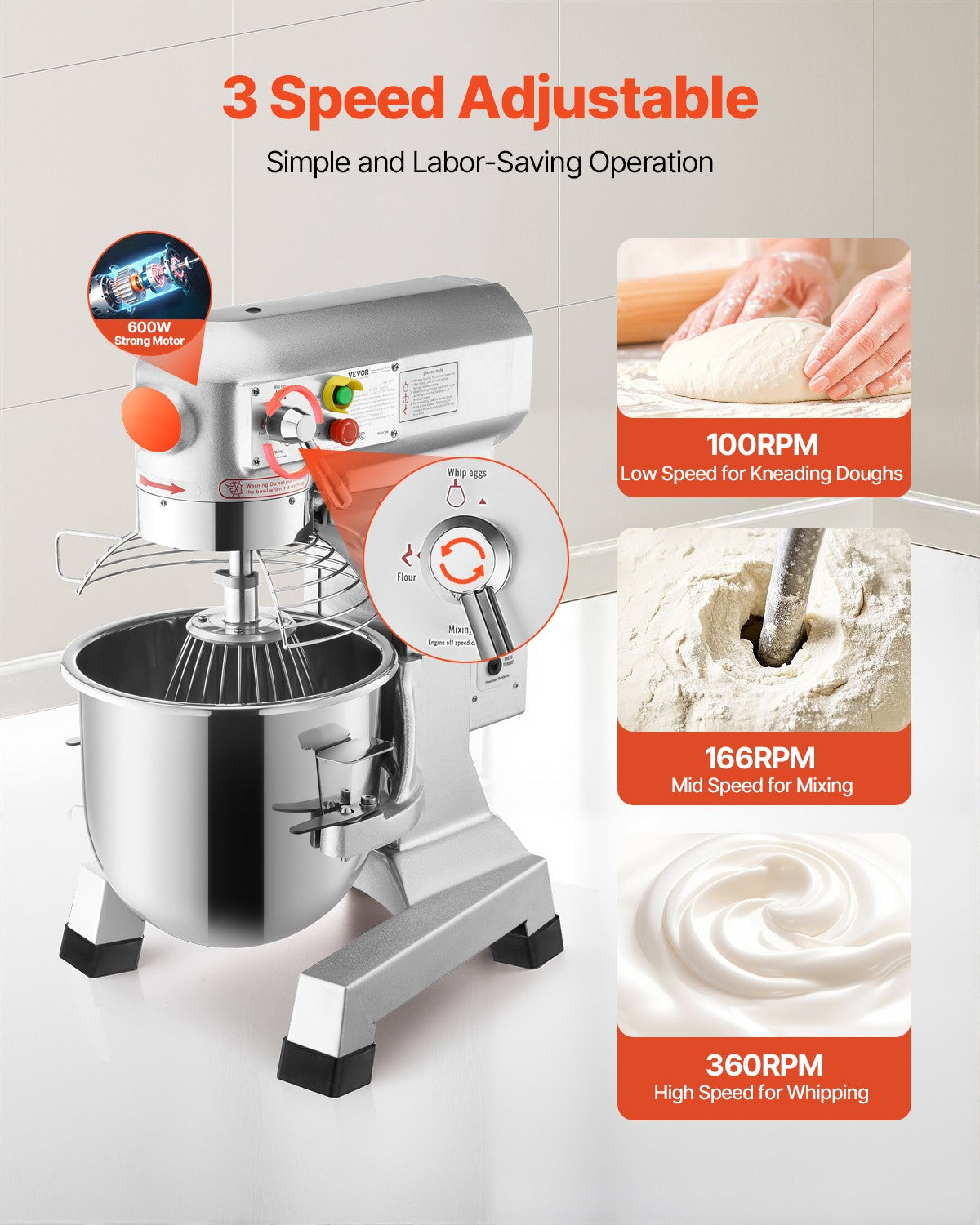 Commercial Dough Food Mixer Gear Driven 30 Qt 1.5 HP 3 Speed Pizza Bakery