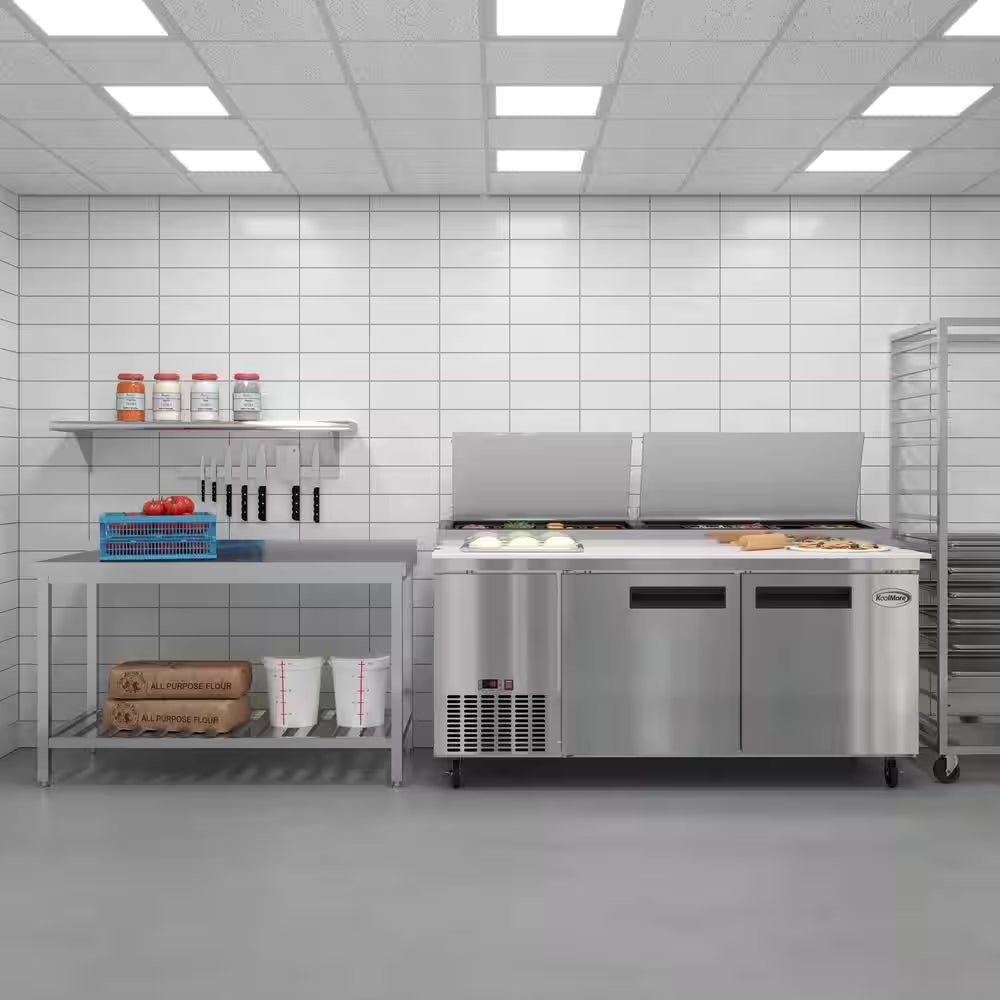 71 In. 17 Cu. Ft. Commercial Pizza Prep Refrigerator in Stainless Steel