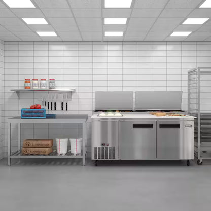 71 In. 17 Cu. Ft. Commercial Pizza Prep Refrigerator in Stainless Steel