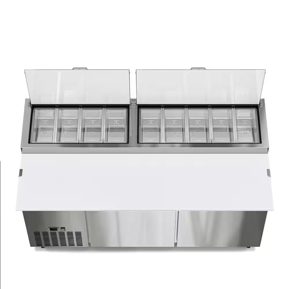 71 In. 17 Cu. Ft. Commercial Pizza Prep Refrigerator in Stainless Steel