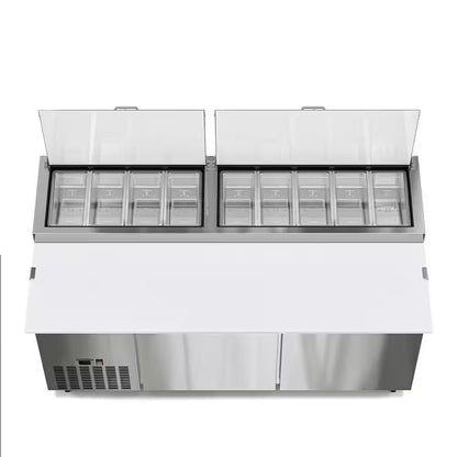 71 In. 17 Cu. Ft. Commercial Pizza Prep Refrigerator in Stainless Steel