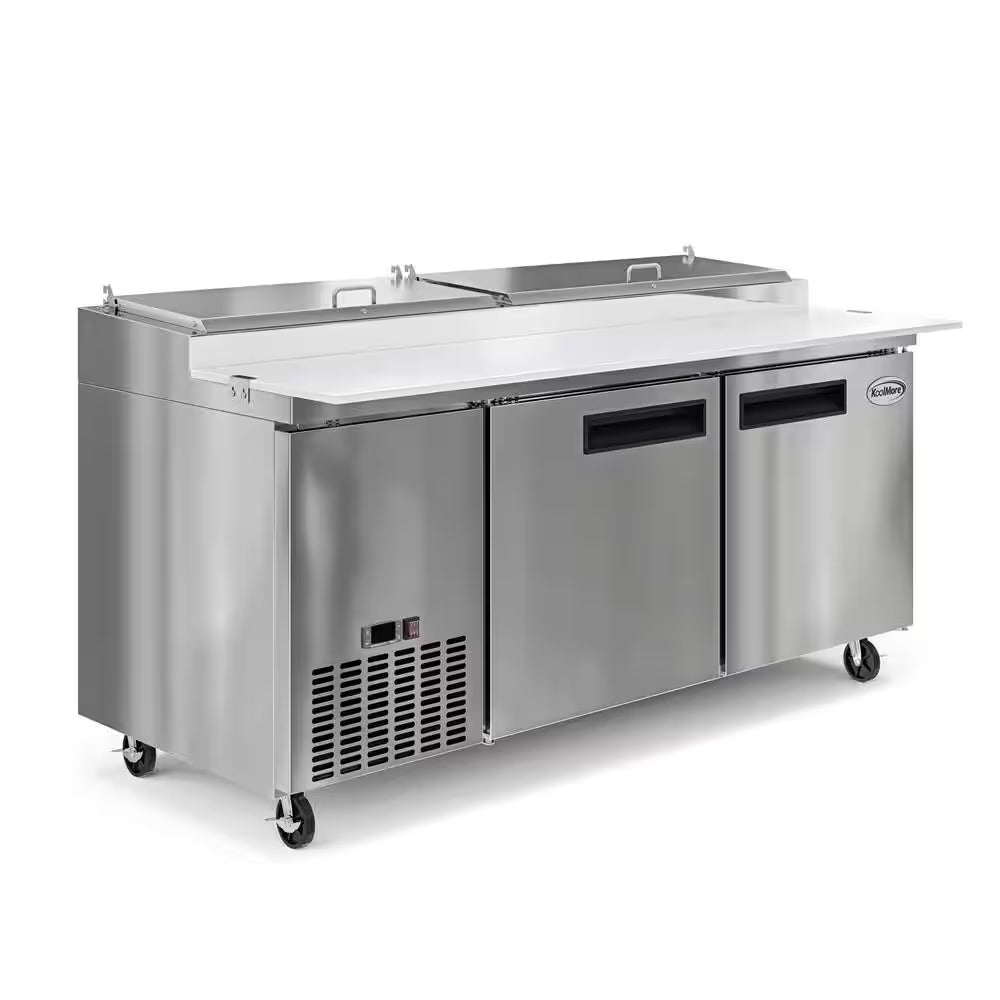 71 In. 17 Cu. Ft. Commercial Pizza Prep Refrigerator in Stainless Steel
