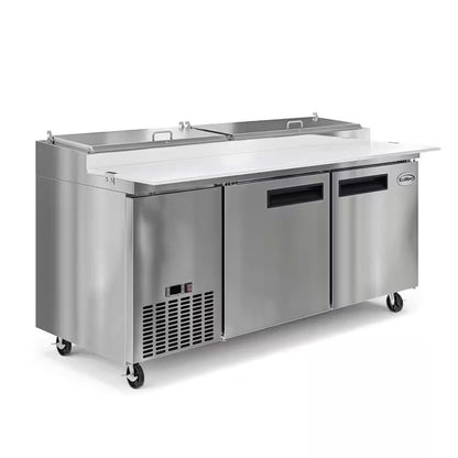 71 In. 17 Cu. Ft. Commercial Pizza Prep Refrigerator in Stainless Steel
