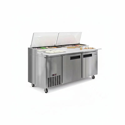 71 In. 17 Cu. Ft. Commercial Pizza Prep Refrigerator in Stainless Steel