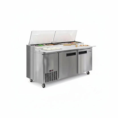 71 In. 17 Cu. Ft. Commercial Pizza Prep Refrigerator in Stainless Steel