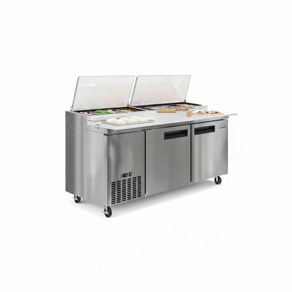 71 In. 17 Cu. Ft. Commercial Pizza Prep Refrigerator in Stainless Steel