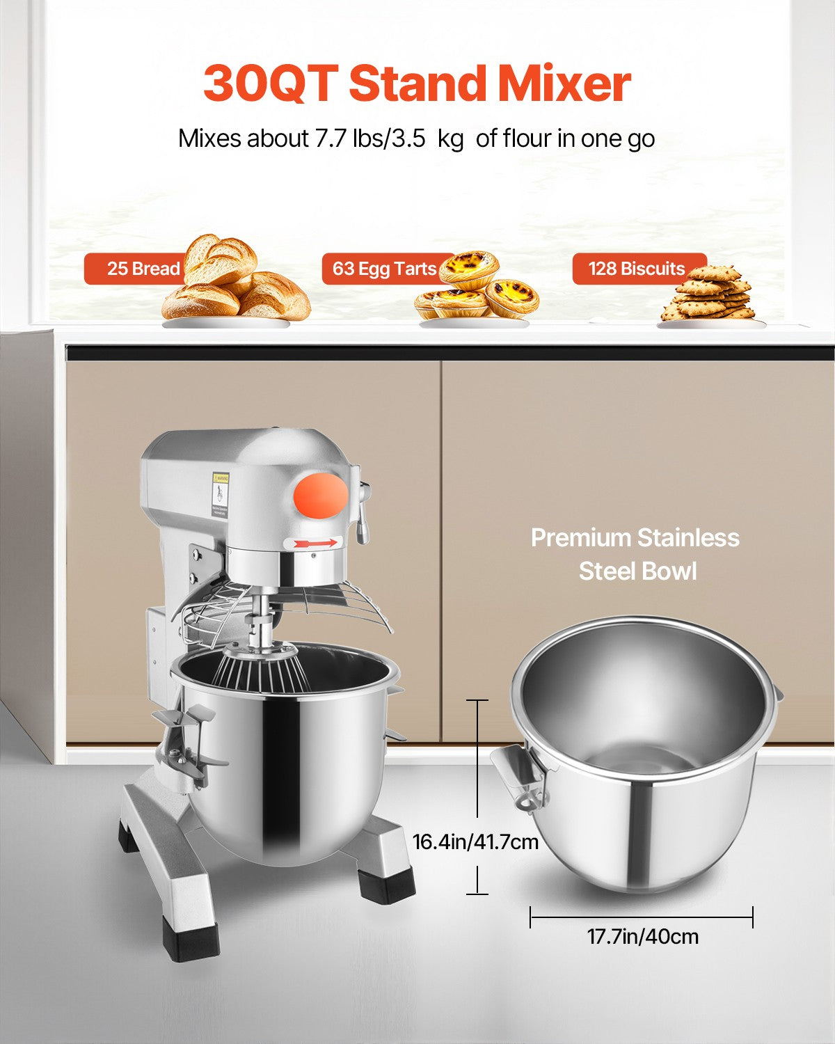 Commercial Dough Food Mixer Gear Driven 30 Qt 1.5 HP 3 Speed Pizza Bakery