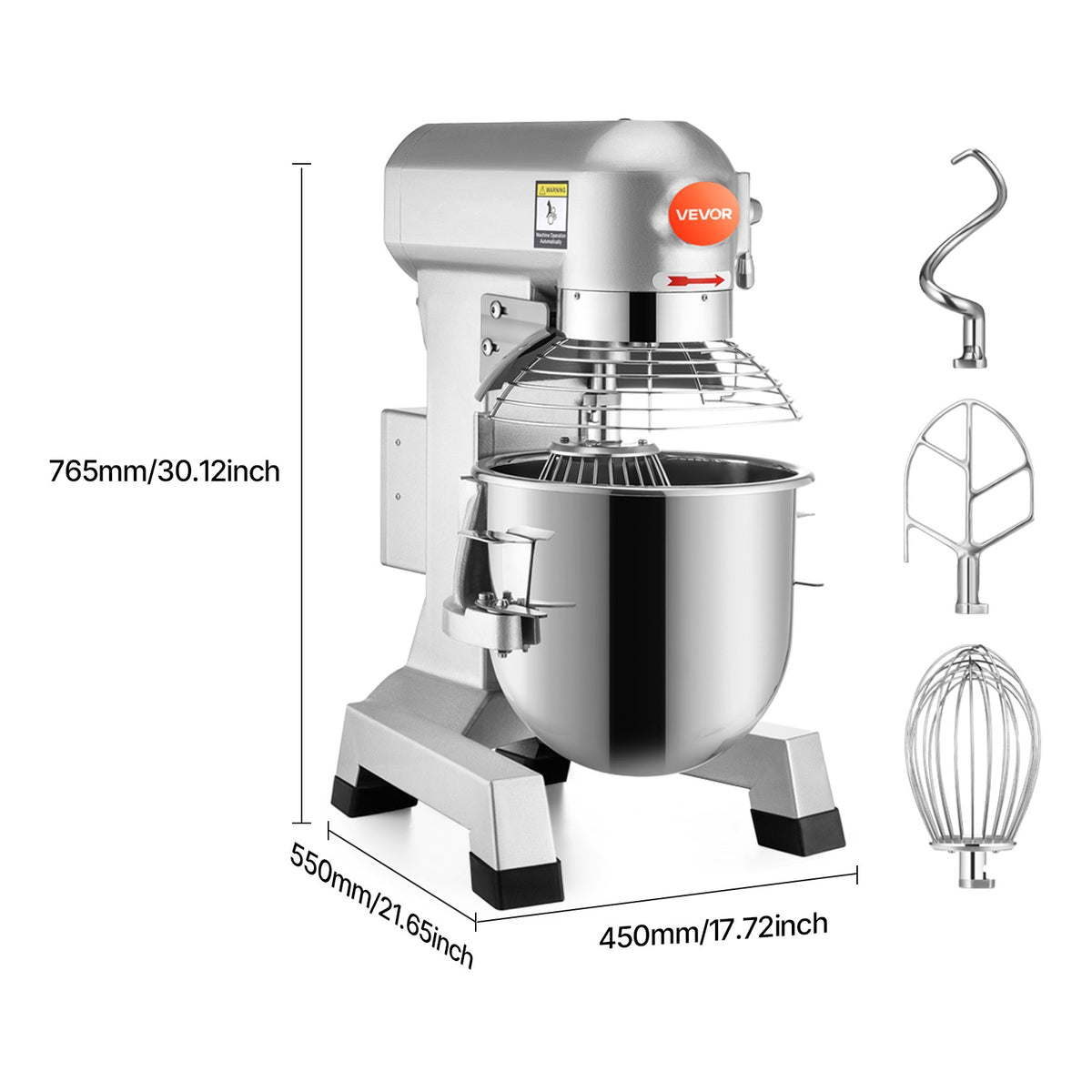 Commercial Dough Food Mixer Gear Driven 30 Qt 1.5 HP 3 Speed Pizza Bakery