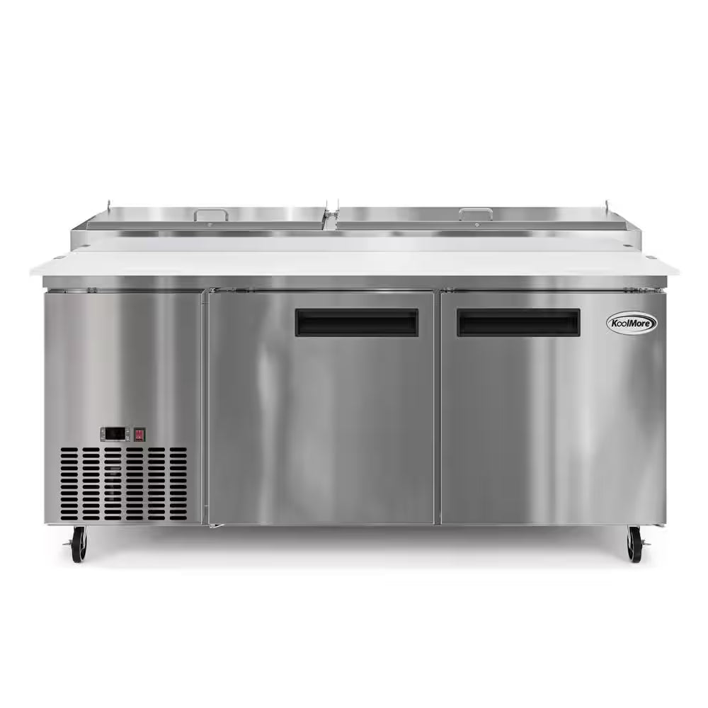 71 In. 17 Cu. Ft. Commercial Pizza Prep Refrigerator in Stainless Steel