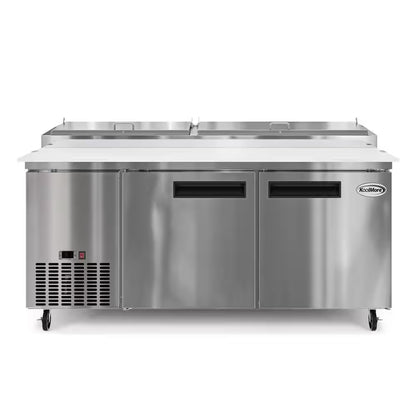 71 In. 17 Cu. Ft. Commercial Pizza Prep Refrigerator in Stainless Steel