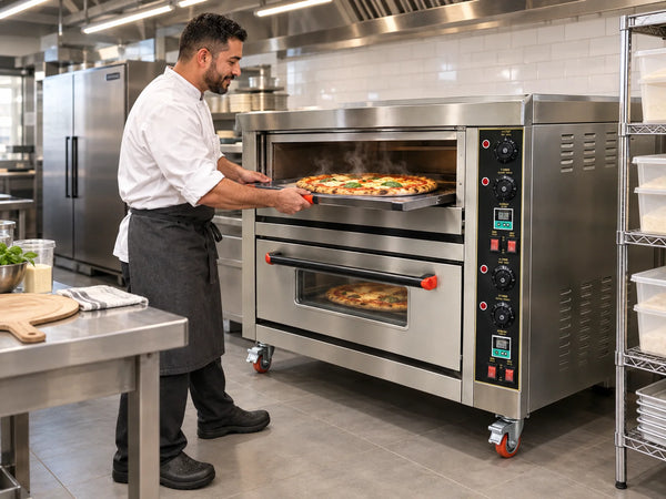 Commercial Electric Pizza Oven Built for Restaurant Use, Double Deck, 6400W Power, Independent Layer Control